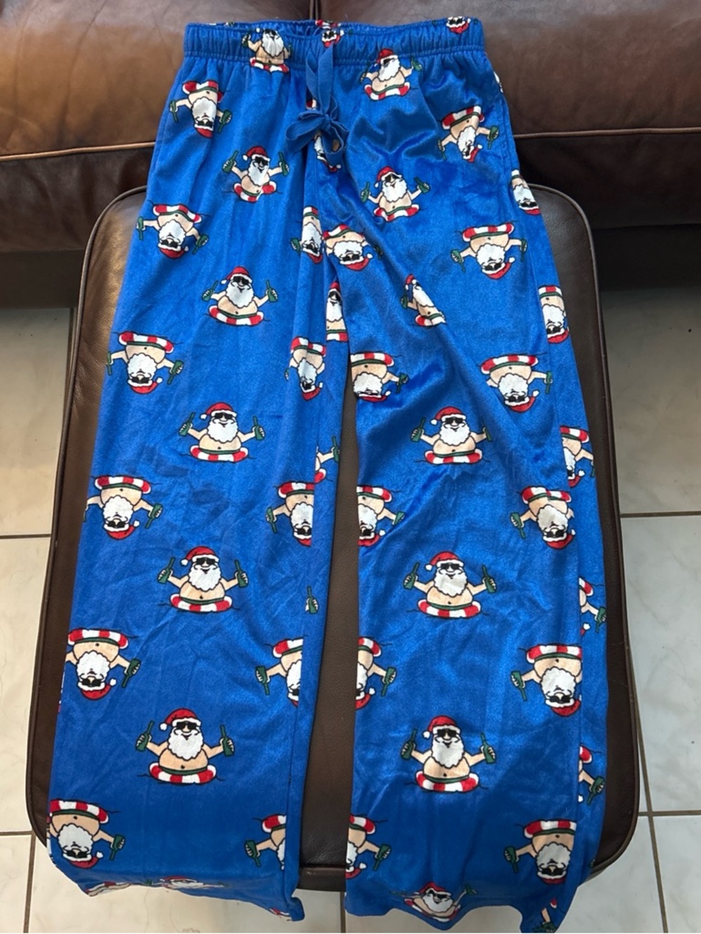Men's Blue Holiday Santa Print Pajama Pants